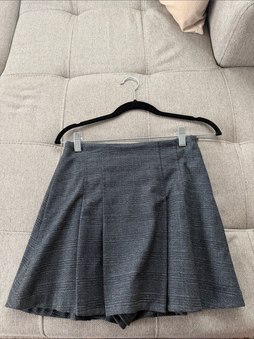 Zara Charcoal Plaid Skater Skirt
